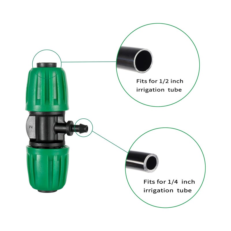 FULAIERGD 10 Pcs 1/2"" to 1/4"" Barbed Tee Connector, 1/2 Inch to 1/4 Inch Drip Irrigation Fittings Drip Line Reducer Tee Connectors 1/2"" to 1/4"" 3-Way Splitter Connectors for Garden Drip Irrigation System - Image 2